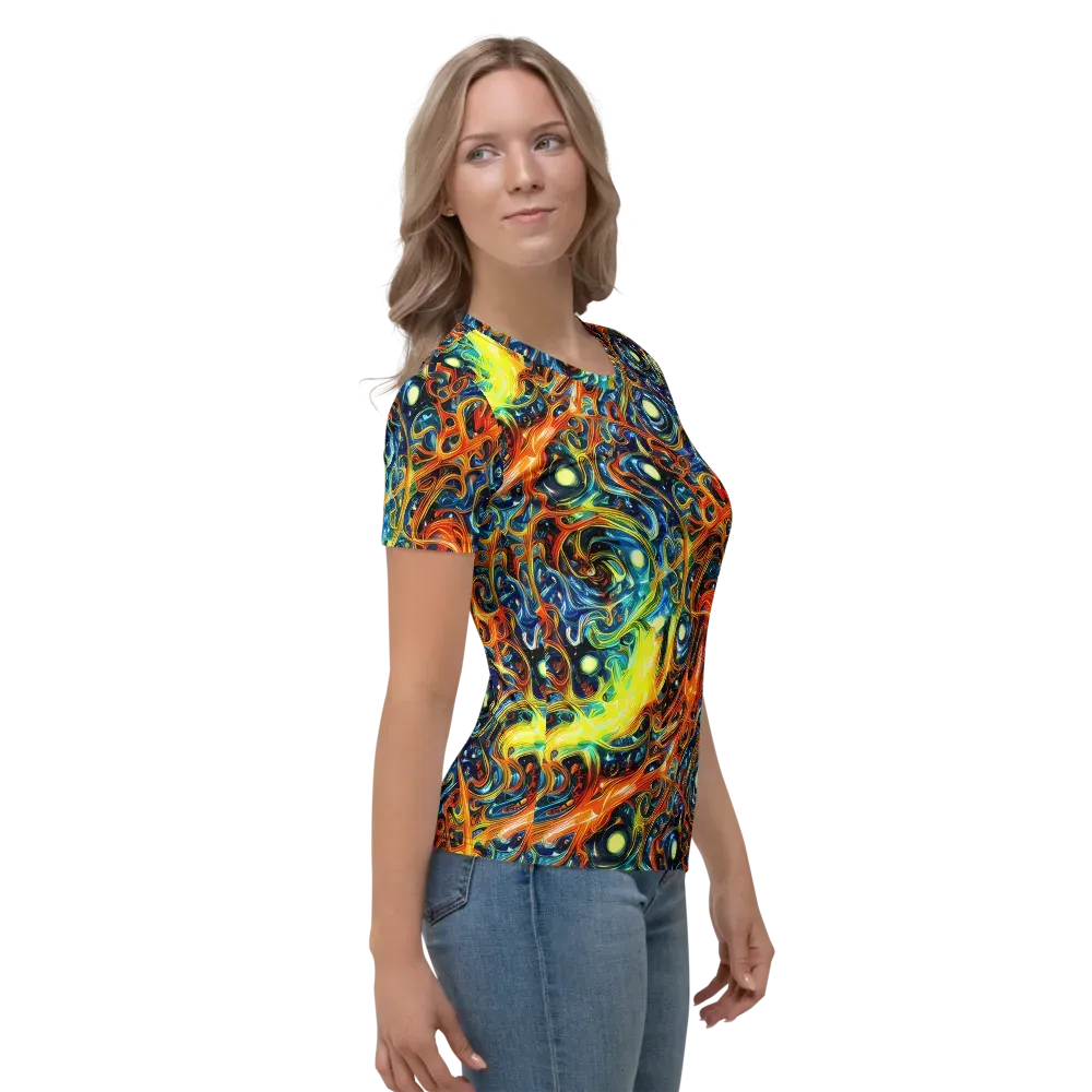 Blue Flame Field on Women's Crew Neck T-Shirt — Right