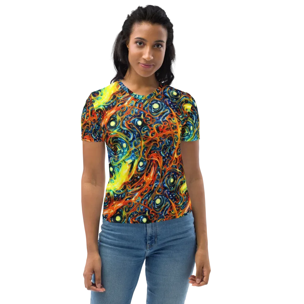 Blue Flame Field on Women's Crew Neck T-Shirt — Front