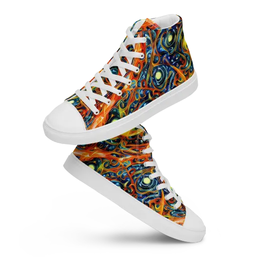 Blue Flame Field on a Women's High Top Canvas Shoes