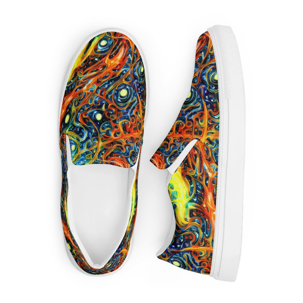 Blue Flame Field on Men's Slip-On Canvas Shoes — Front