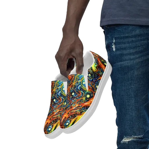 Blue Flame Field on a Men's Slip-On Canvas Shoes