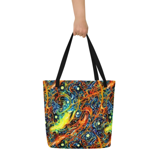 Blue Flame Field on a Large Tote Bag W/ Pocket