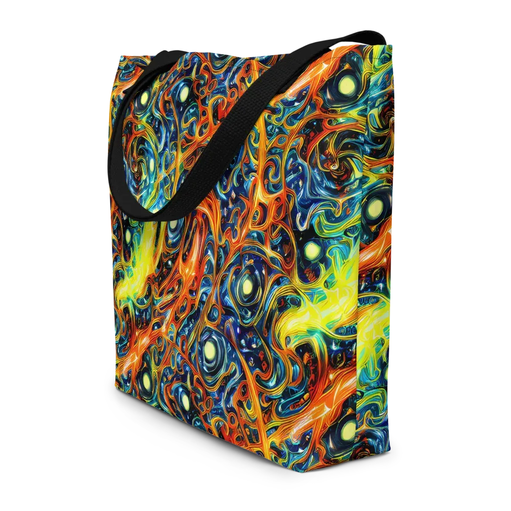 Blue Flame Field on Large Tote Bag W/ Pocket — Front