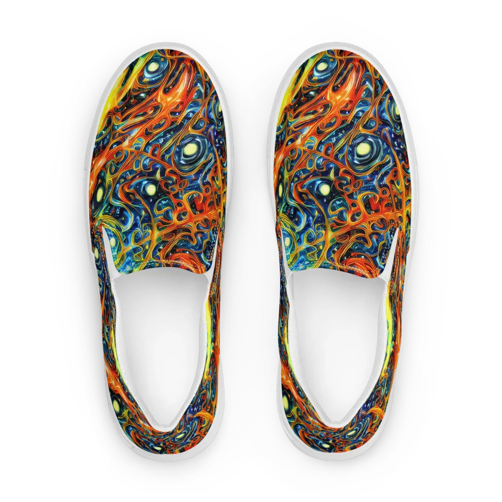 Blue Flame Field on Women's Slip-On Canvas Shoes — Front