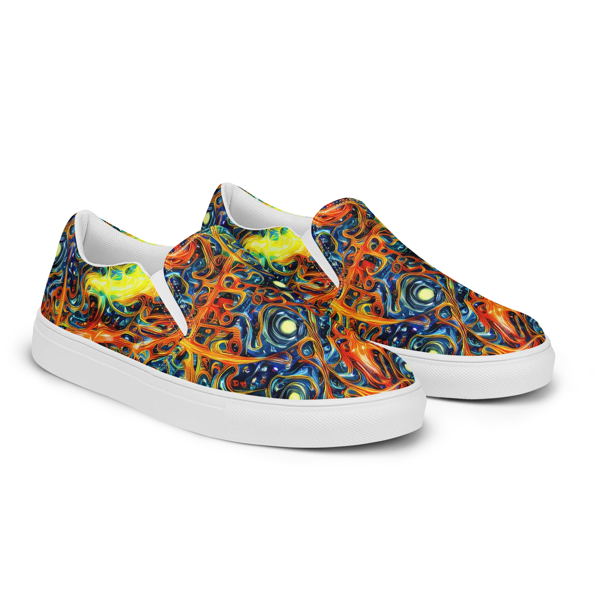 Blue Flame Field on Women's Slip-On Canvas Shoes — Right Front