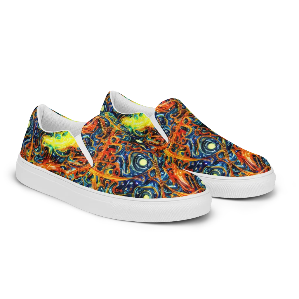Blue Flame Field on Women's Slip-On Canvas Shoes — Right Front