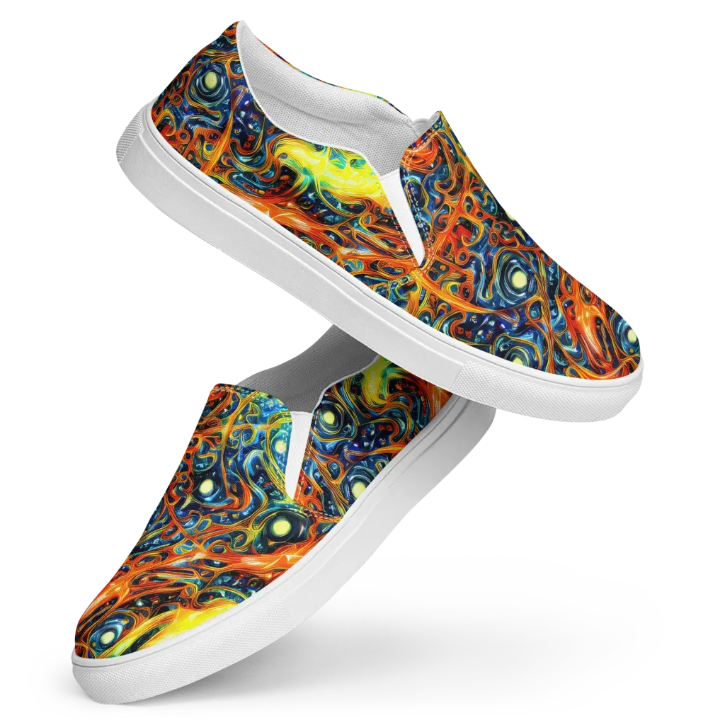 Blue Flame Field on Women's Slip-On Canvas Shoes — Front
