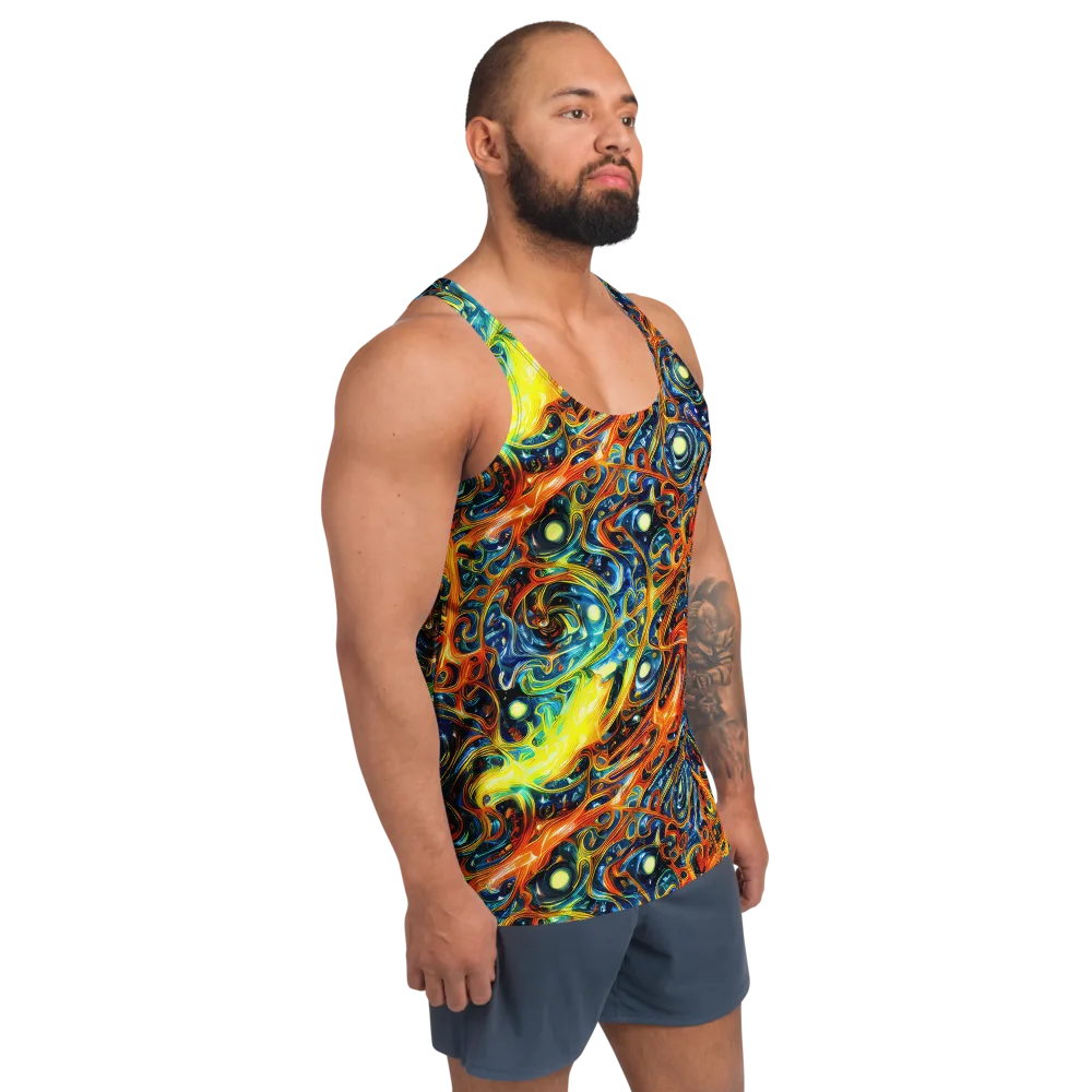 Blue Flame Field on Men's Tank Top — Right Front