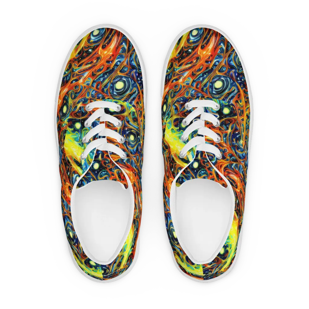 Blue Flame Field on Men's Lace-Up Canvas Shoes — Front