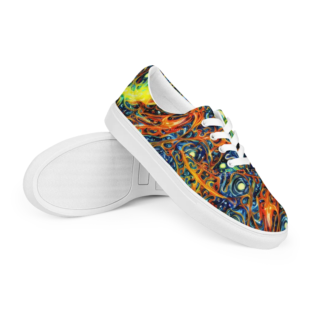 Blue Flame Field on Men's Lace-Up Canvas Shoes — Right Front