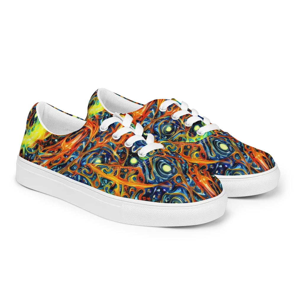 Blue Flame Field on Men's Lace-Up Canvas Shoes — Right Front