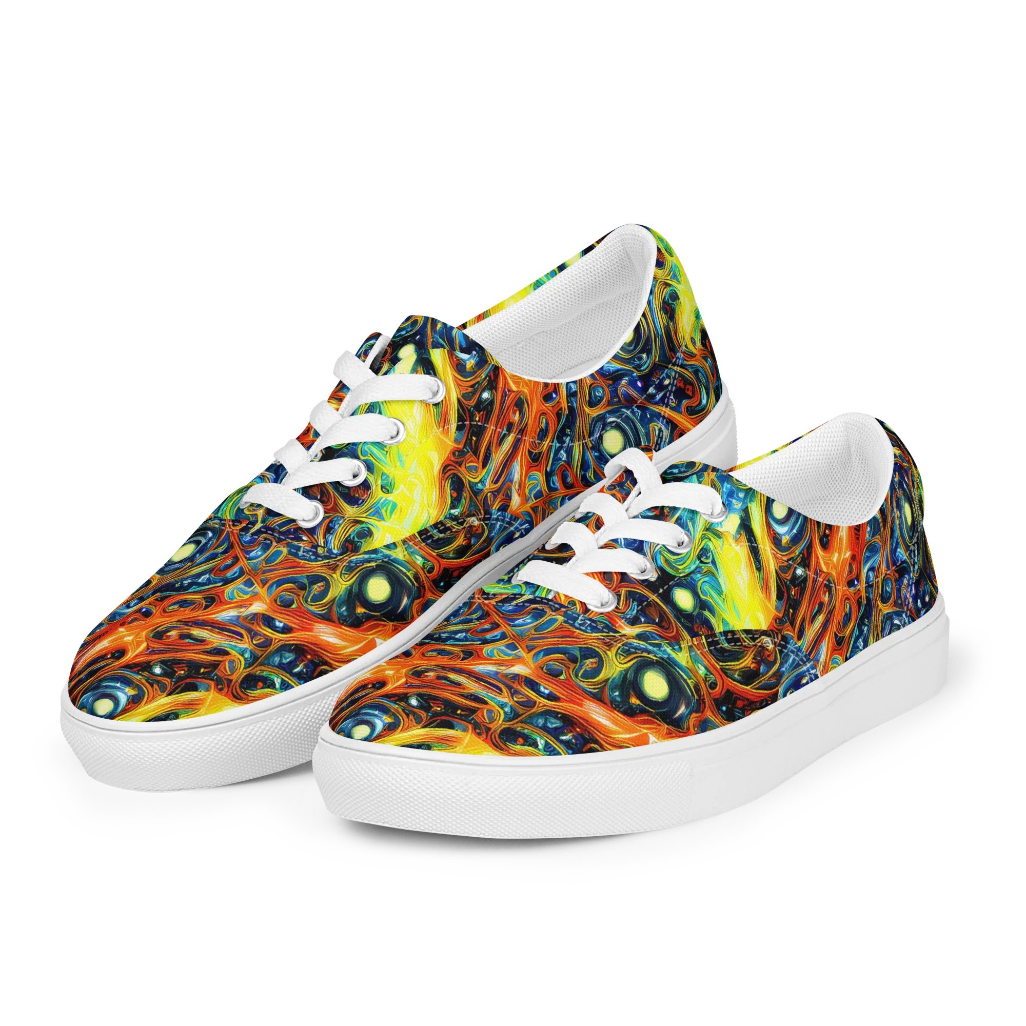 Blue Flame Field on Men's Lace-Up Canvas Shoes — Left Front