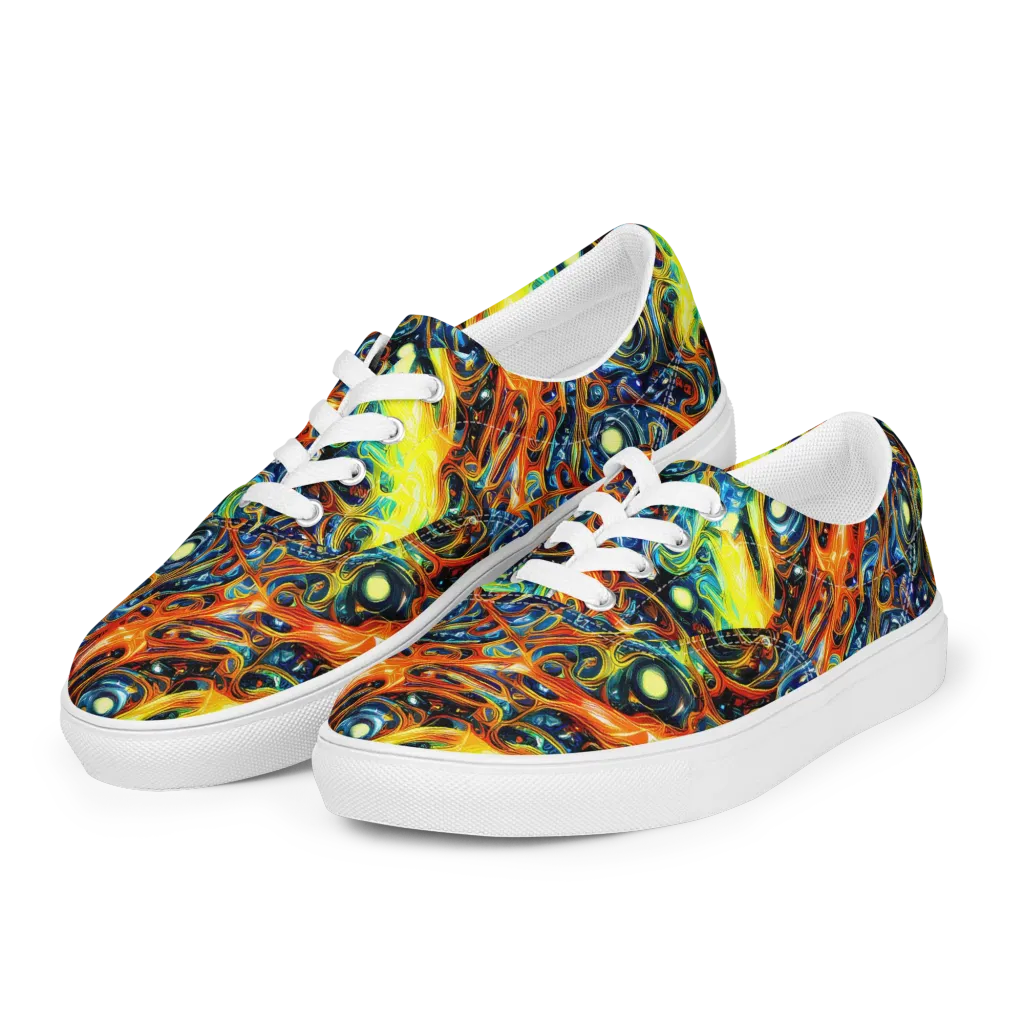Blue Flame Field on Men's Lace-Up Canvas Shoes — Left Front