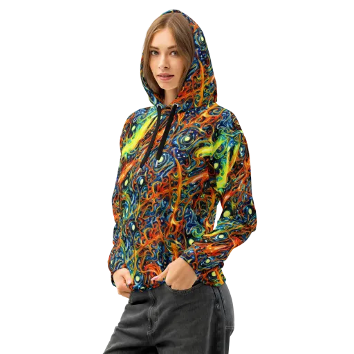 Blue Flame Field on a Cotton Hoodie