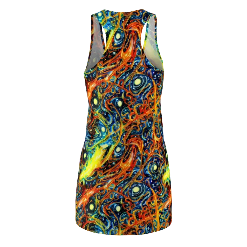 Blue Flame Field on Racerback Dress — Back