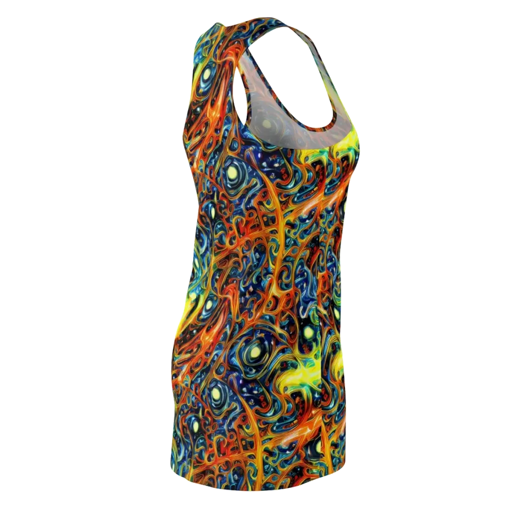 Blue Flame Field on Racerback Dress — Back Side