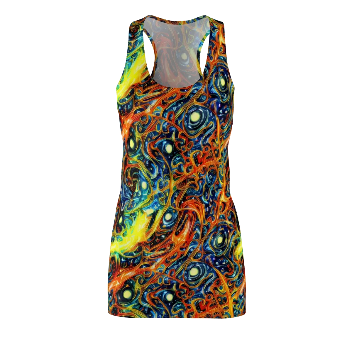 Blue Flame Field on Racerback Dress — Front