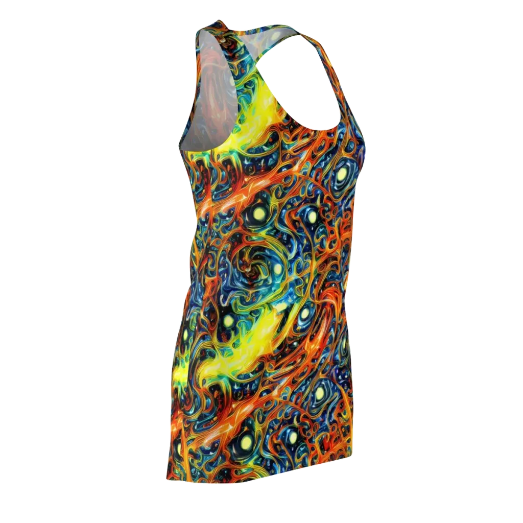 Blue Flame Field on Racerback Dress — Front Side