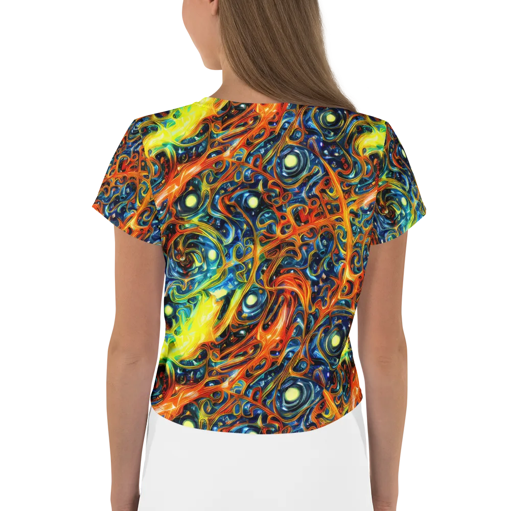 Blue Flame Field on Crop Tee — Back