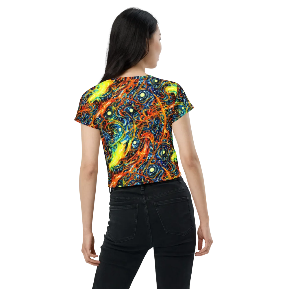 Blue Flame Field on Crop Tee — Back