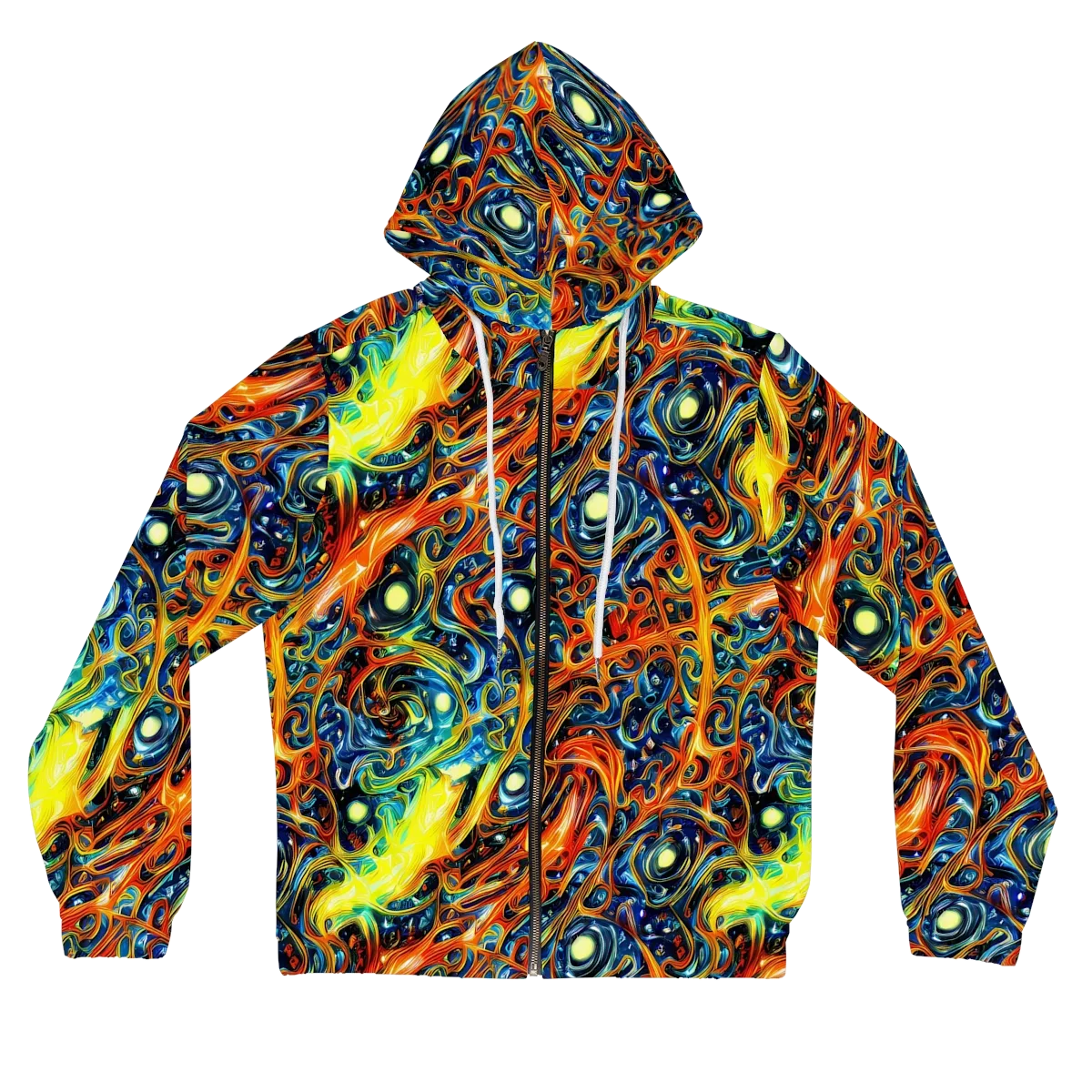 Blue Flame Field on Women's Full-Zip Hoodie — Front