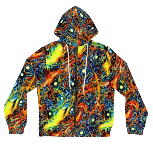 Blue Flame Field on a Women's Full-Zip Hoodie