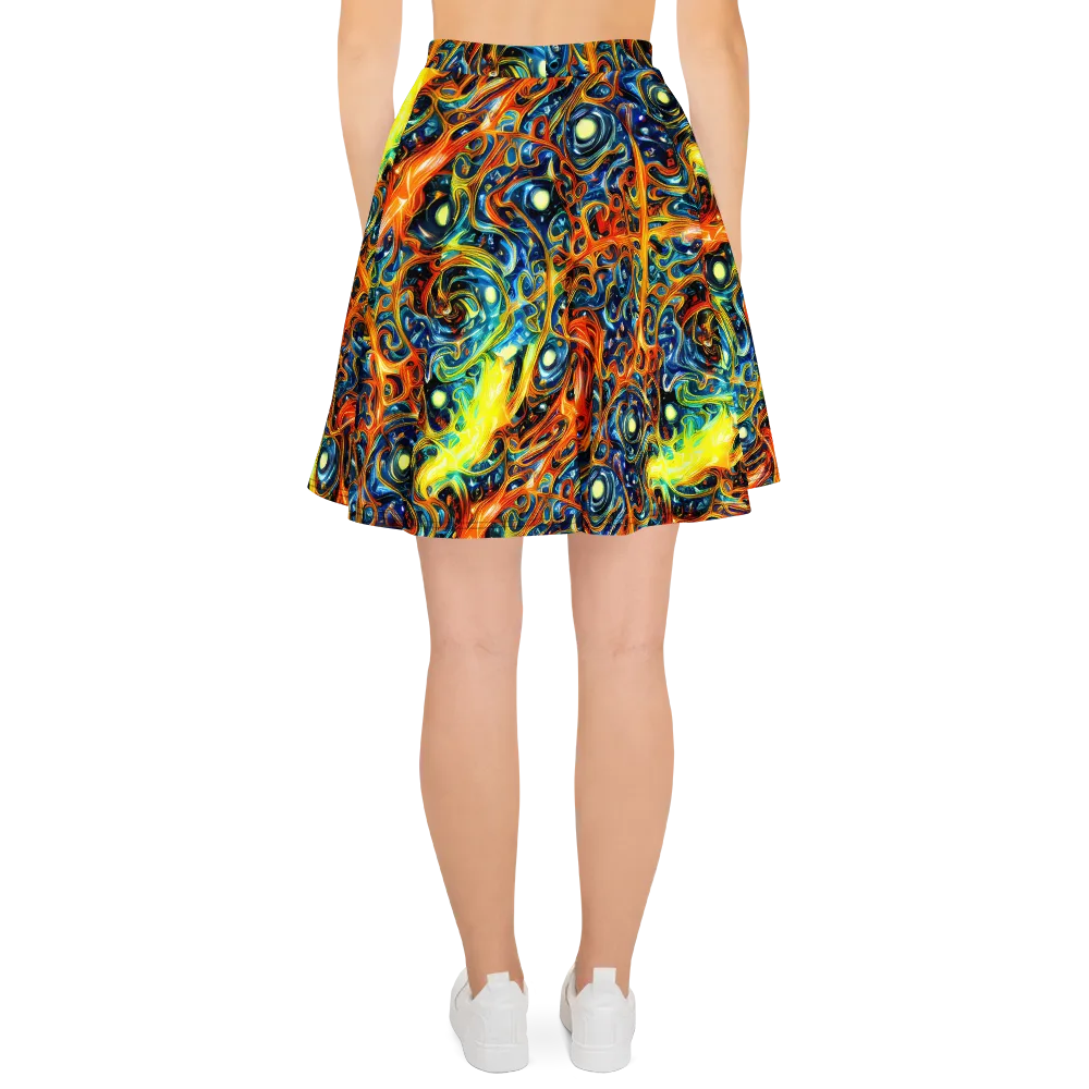 Blue Flame Field on Skater Skirt — Back