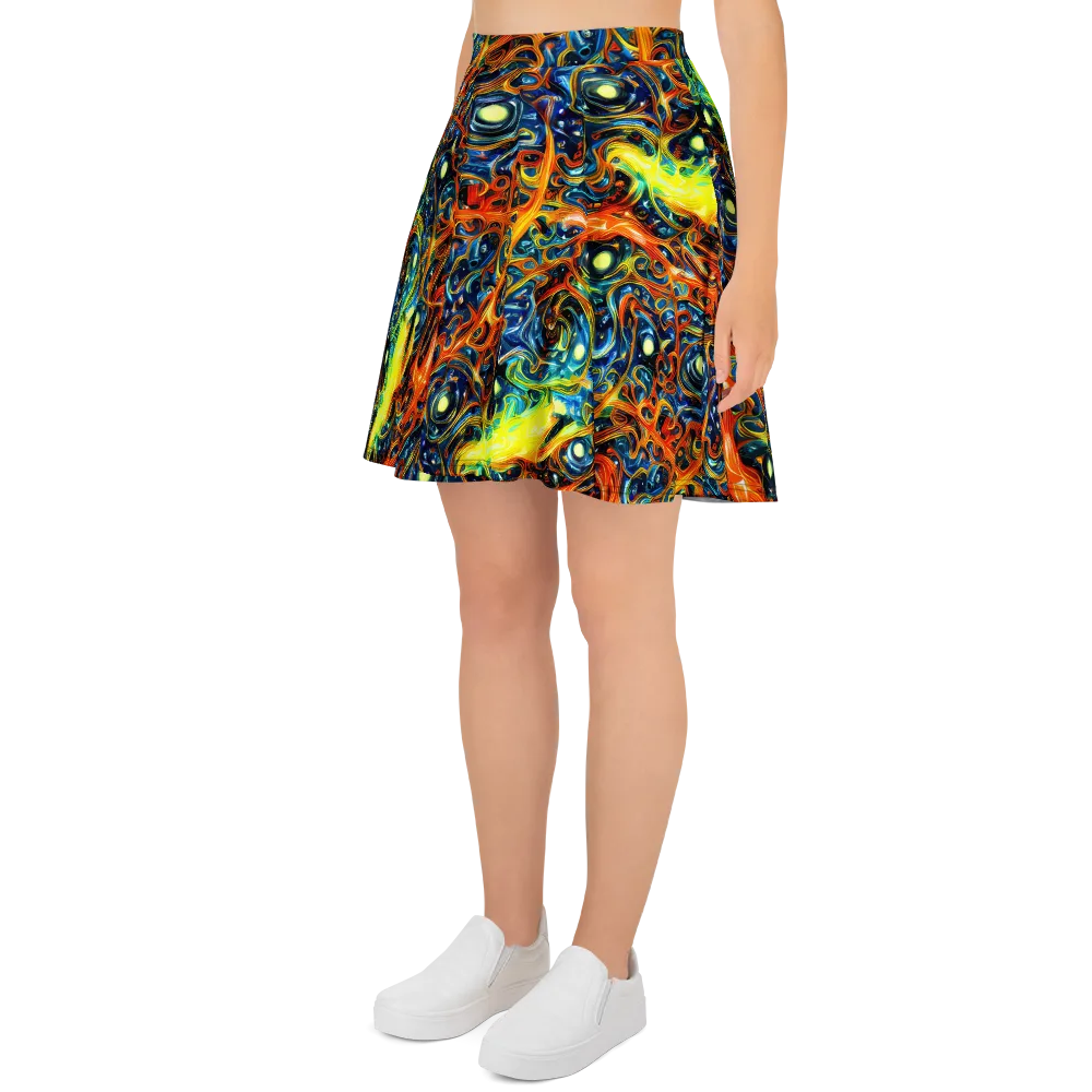 Blue Flame Field on Skater Skirt — Left