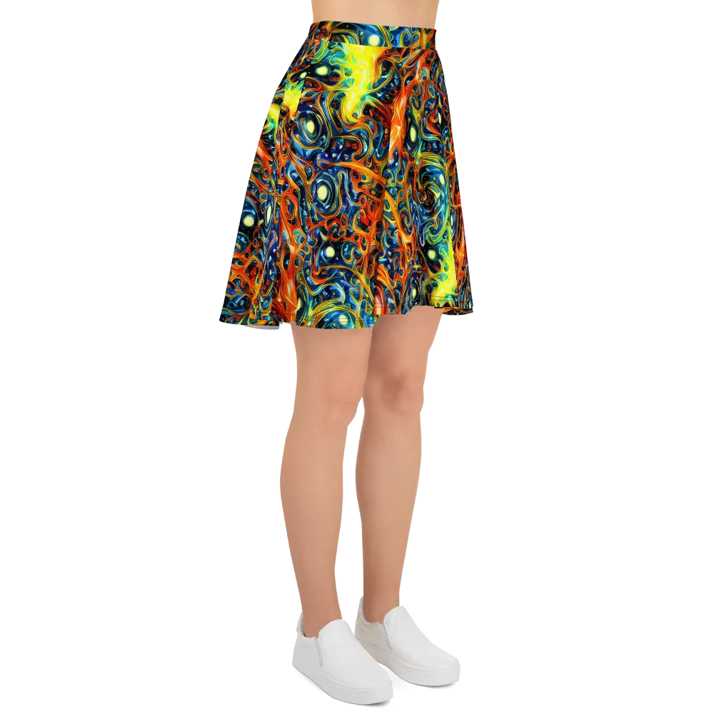 Blue Flame Field on Skater Skirt — Right