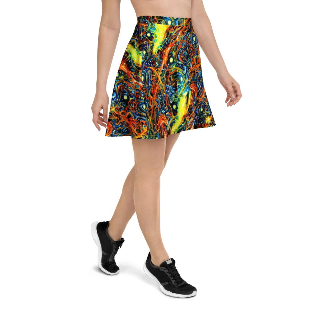 Blue Flame Field on Skater Skirt — Right