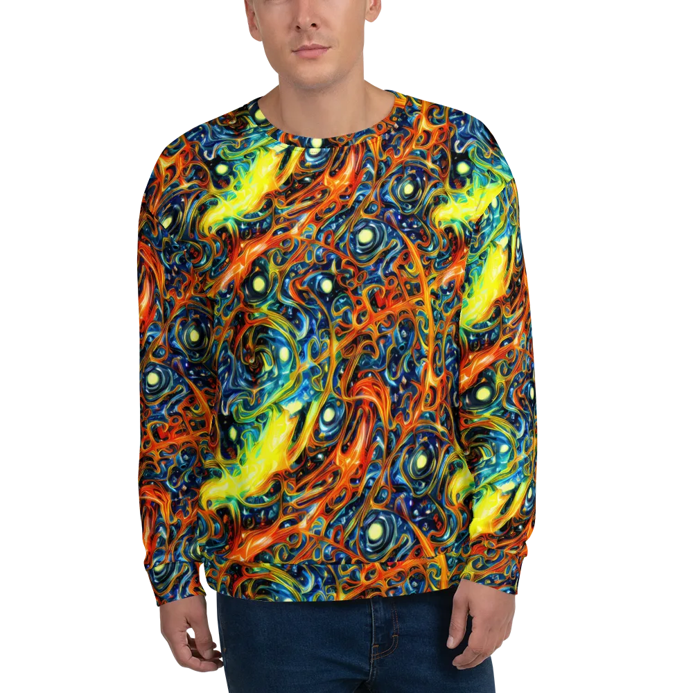 Blue Flame Field on Sweatshirt — Front