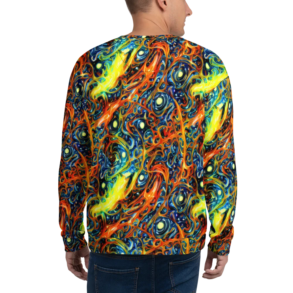 Blue Flame Field on Sweatshirt — Back