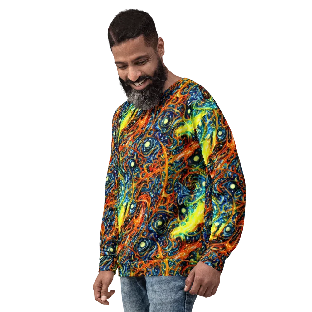 Blue Flame Field on Sweatshirt — Left Front