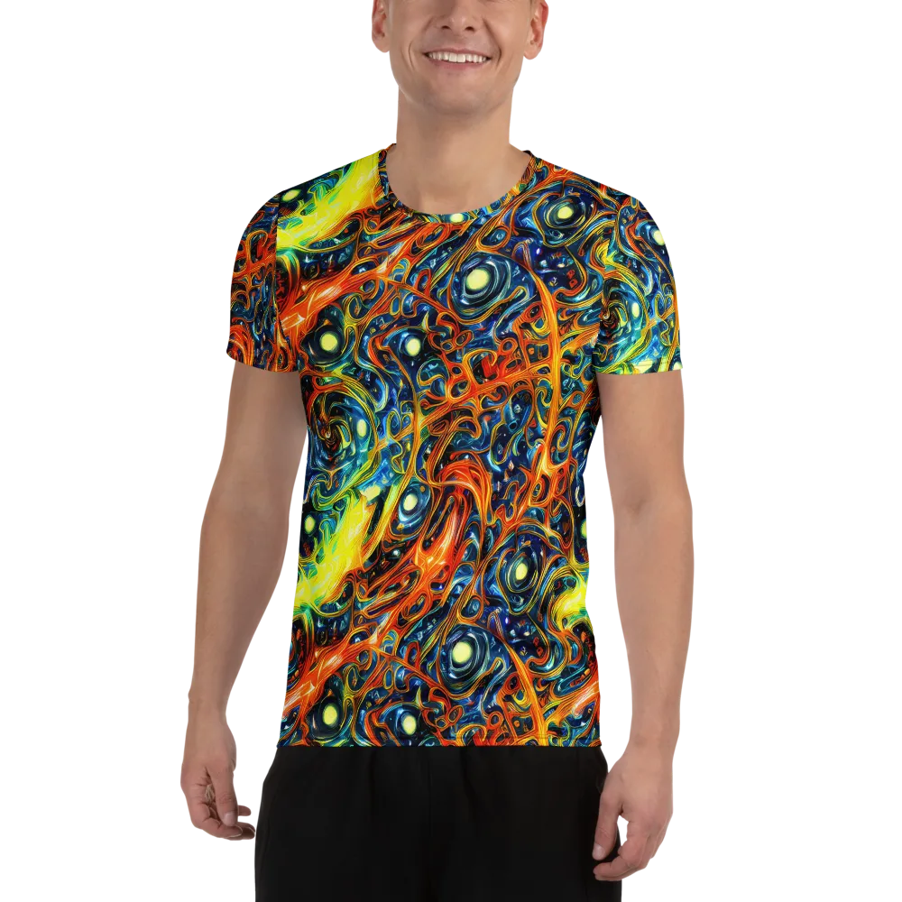 Blue Flame Field on Men's Athletic T-Shirt — Front