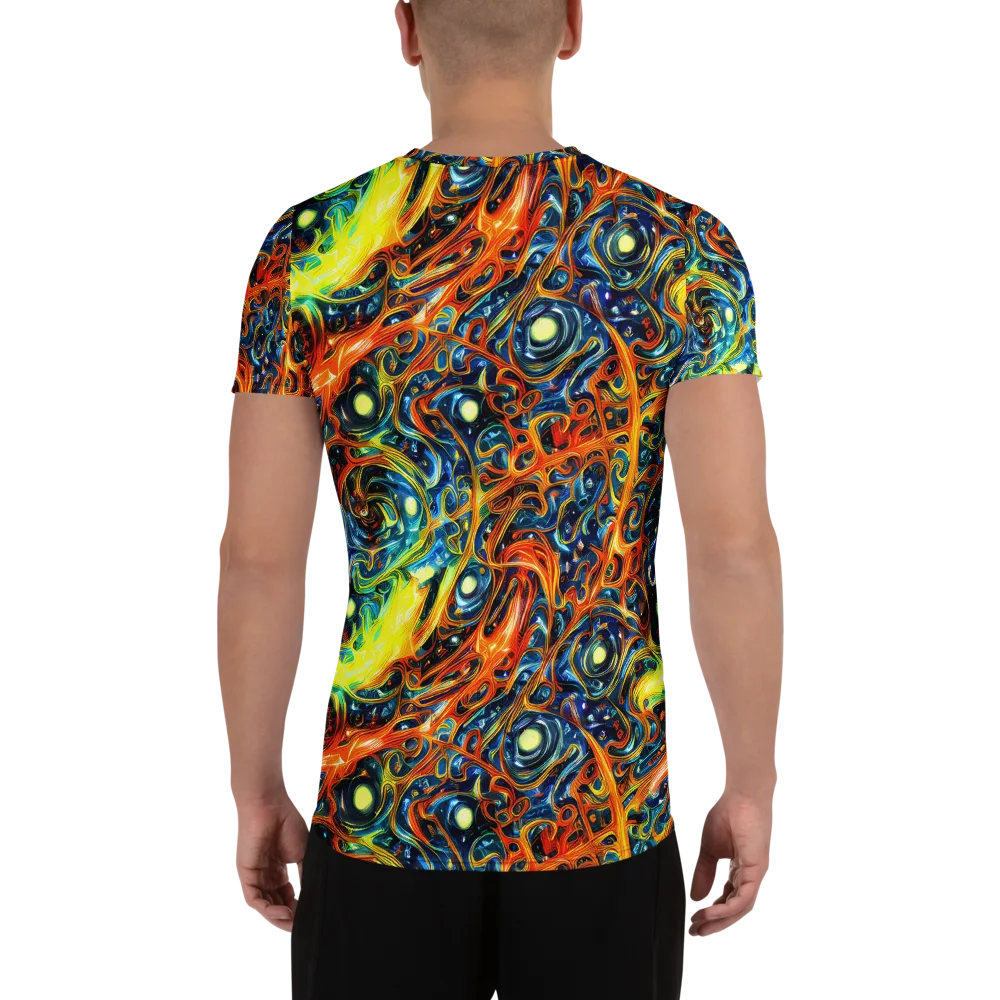 Blue Flame Field on Men's Athletic T-Shirt — Back