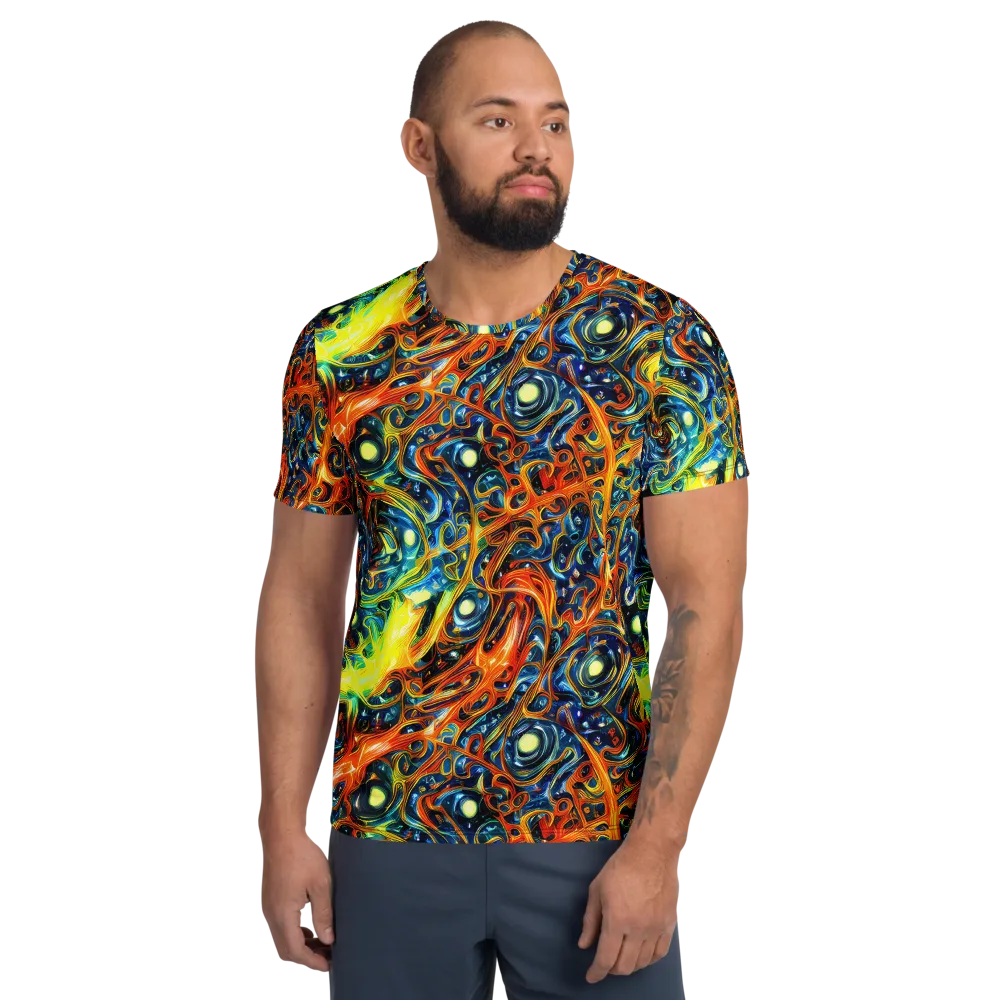 Blue Flame Field on Men's Athletic T-Shirt — Front