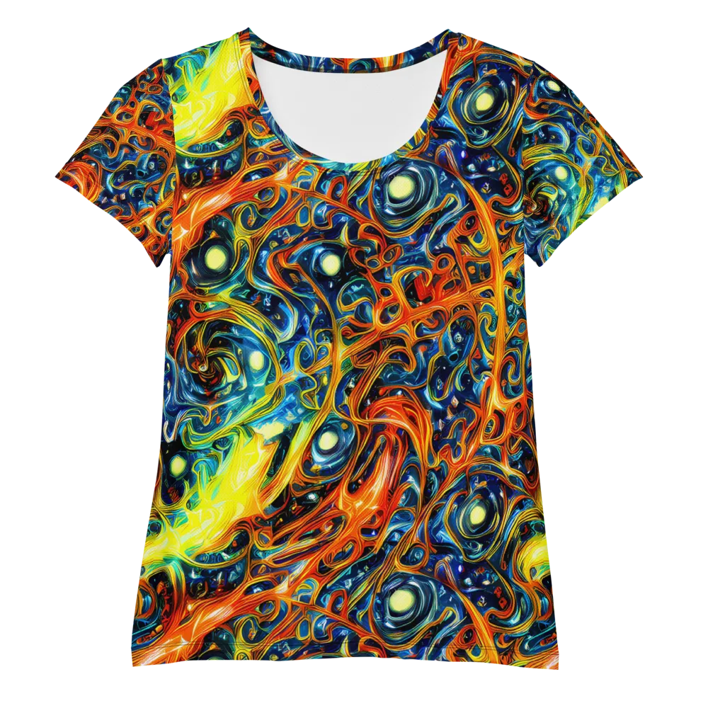 Blue Flame Field on Women's Athletic T-Shirt — Front