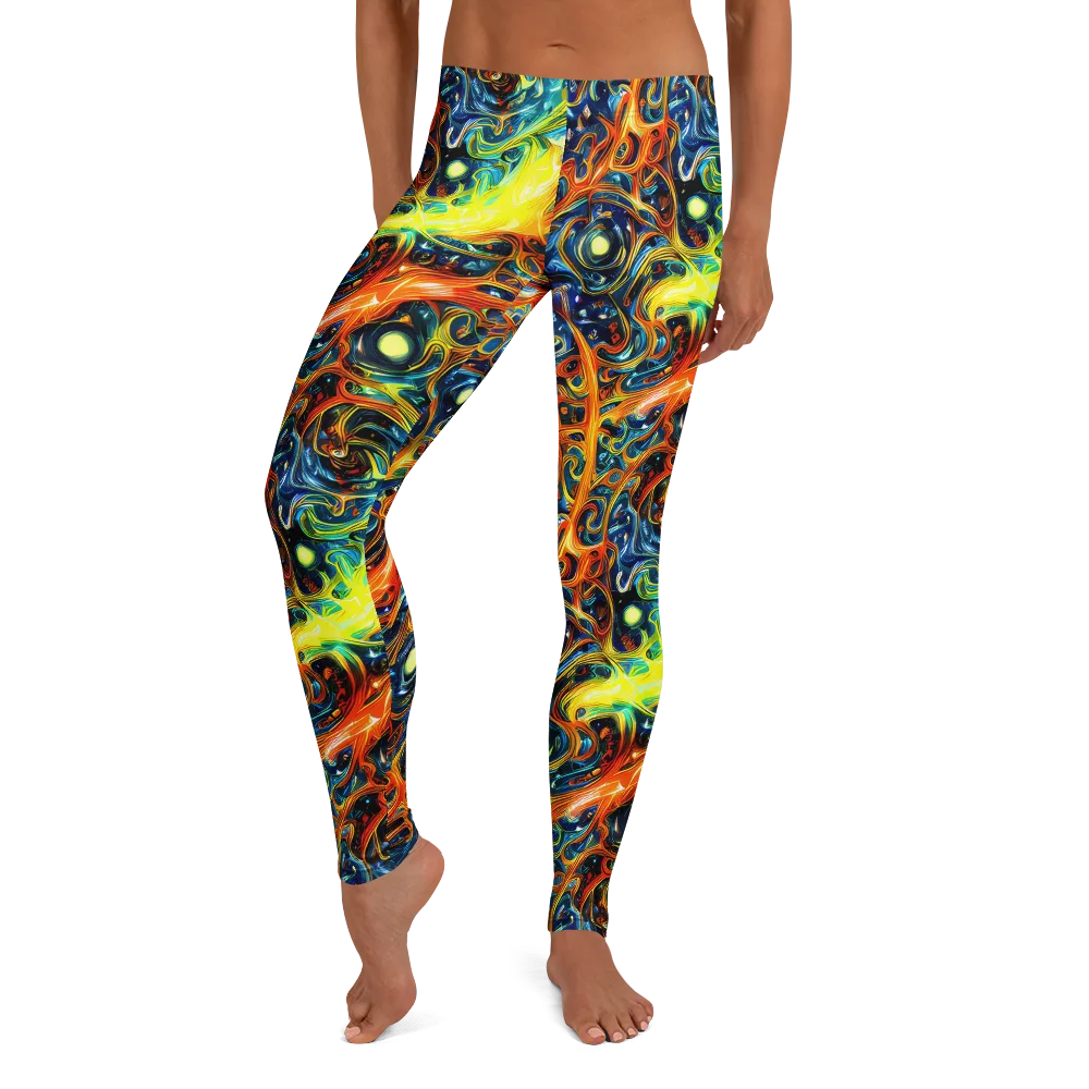 Blue Flame Field on Leggings — Front