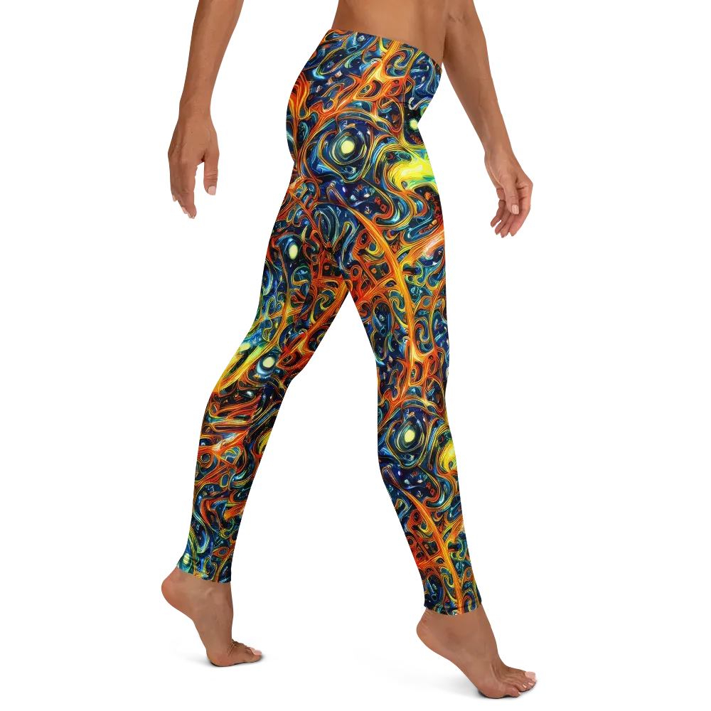 Blue Flame Field on Leggings — Right