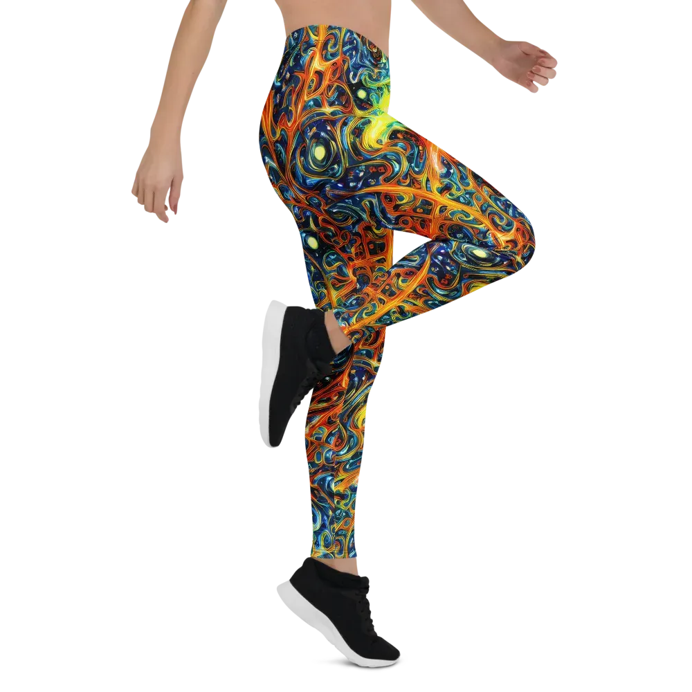 Blue Flame Field on Leggings — Right