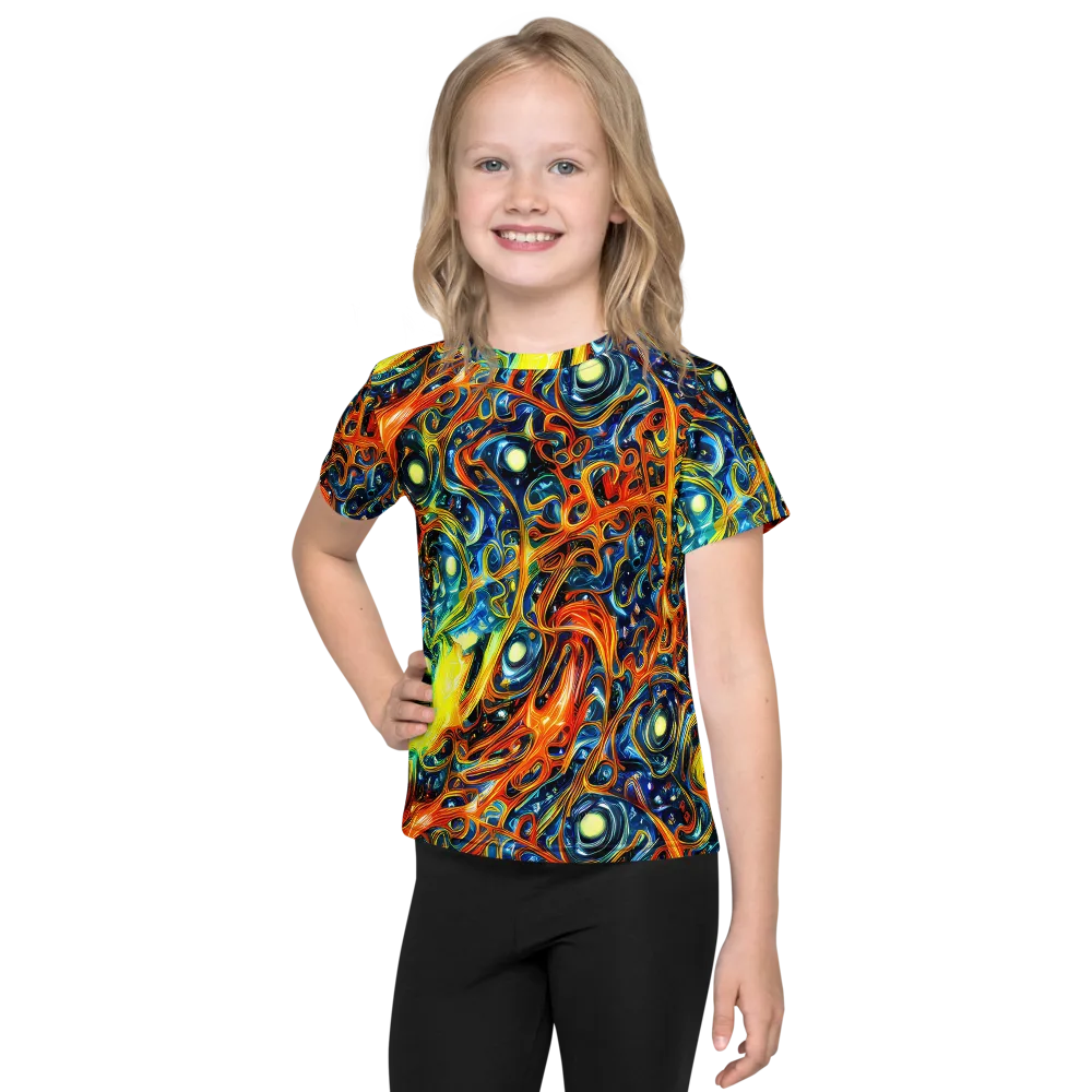 Blue Flame Field on Kids Crew Neck T-Shirt — Front