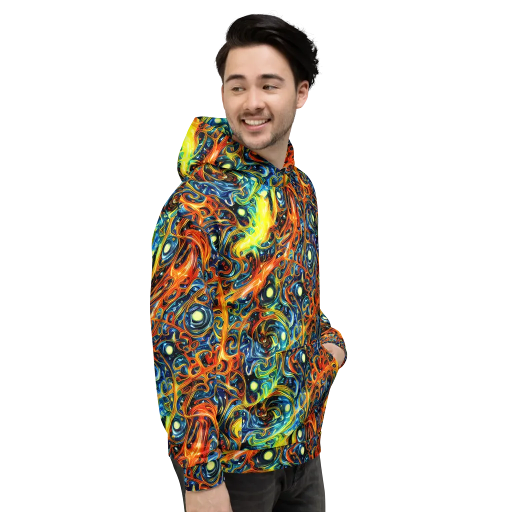 Blue Flame Field on Hoodie — Right