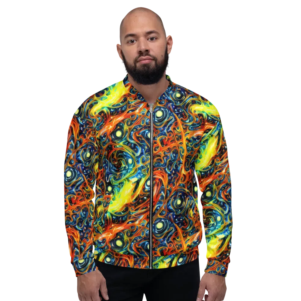 Blue Flame Field on Bomber Jacket — Front