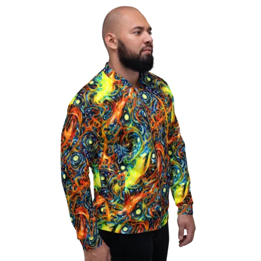 Blue Flame Field on a Bomber Jacket