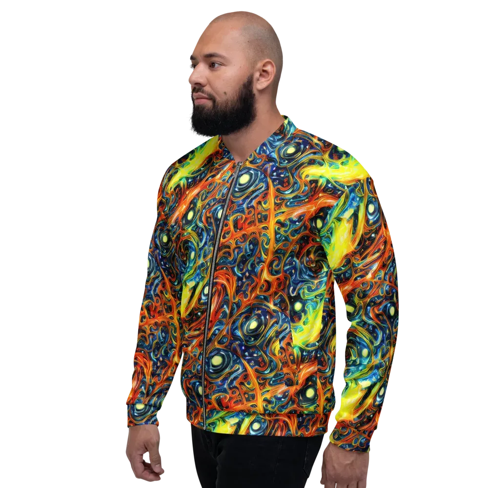Blue Flame Field on Bomber Jacket — Left