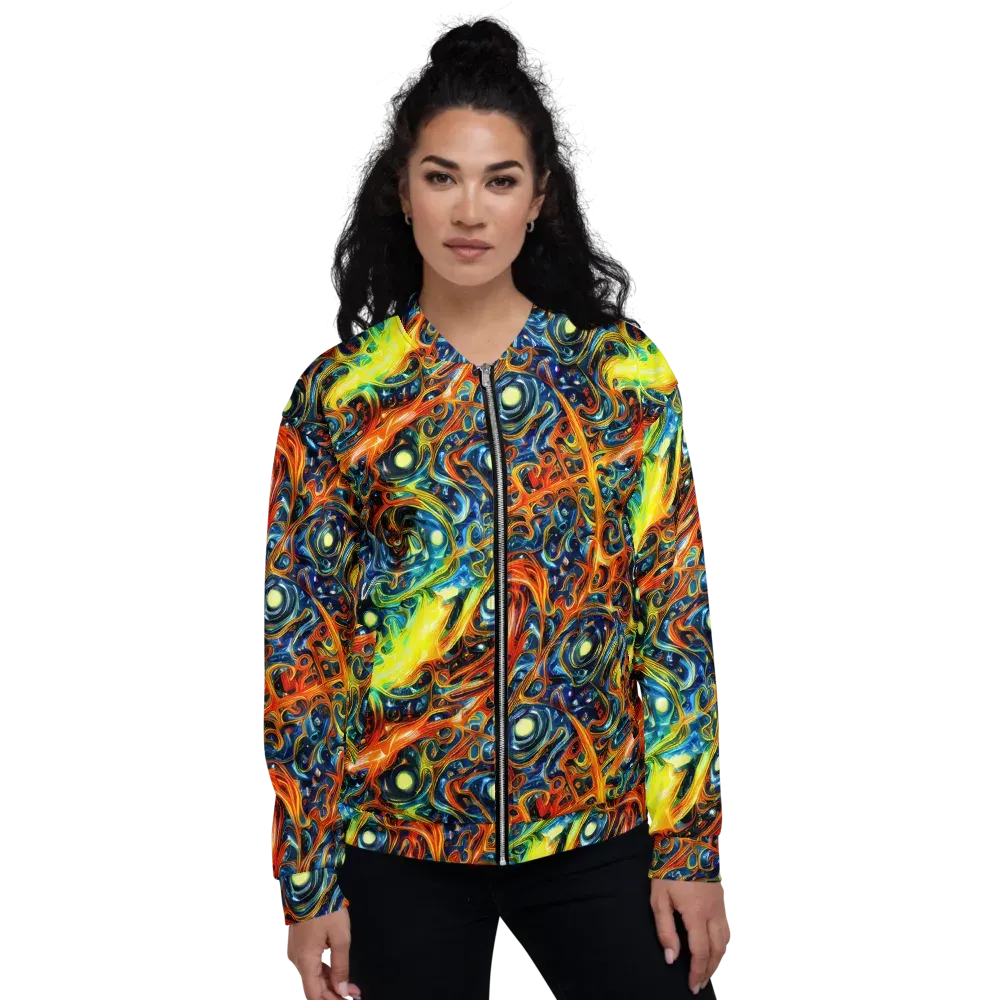 Blue Flame Field on Bomber Jacket — Front