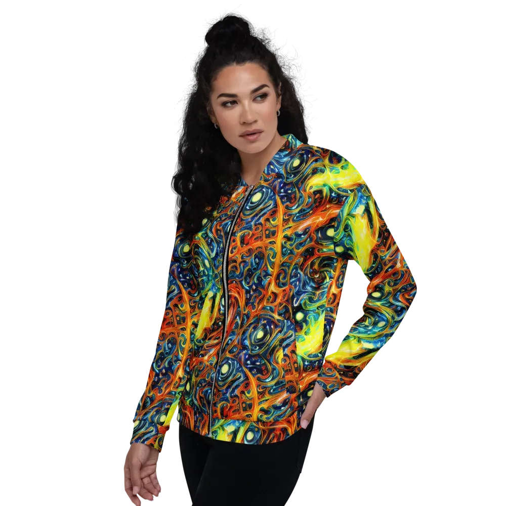 Blue Flame Field on Bomber Jacket — Left