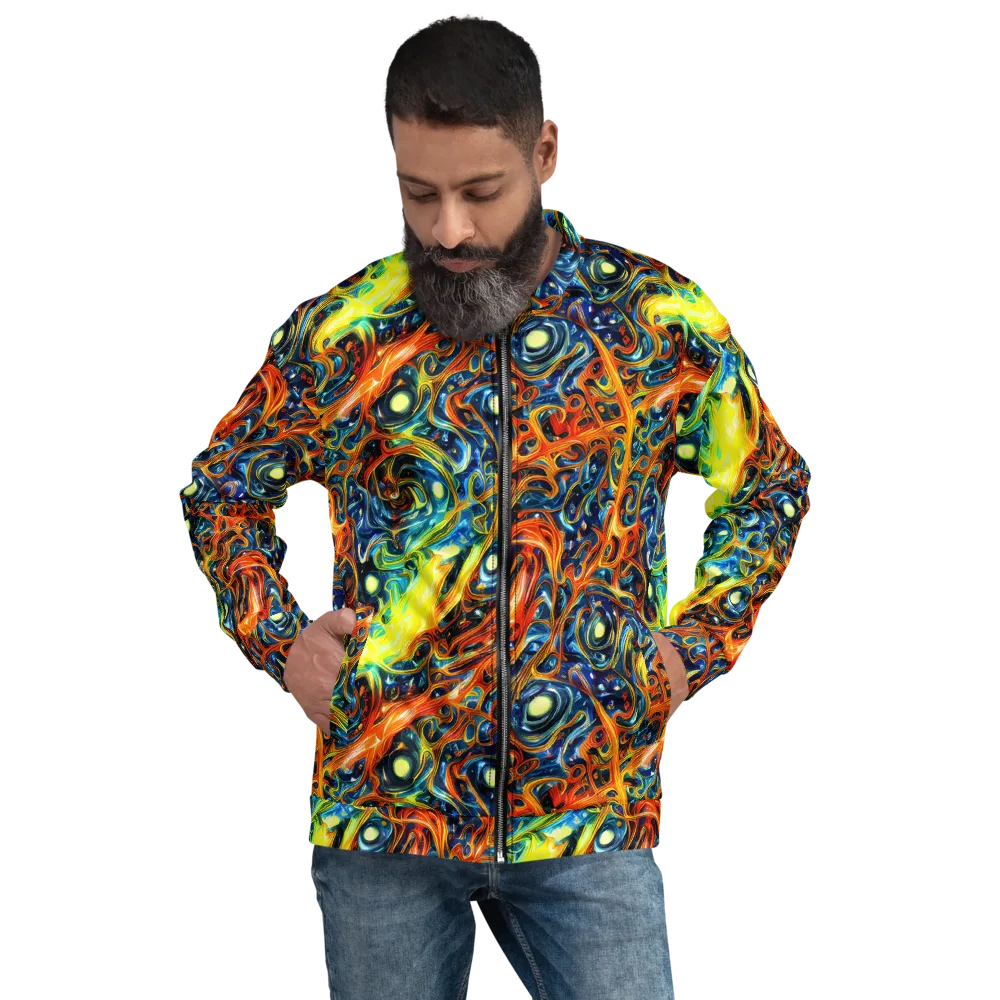 Blue Flame Field on Bomber Jacket — Front
