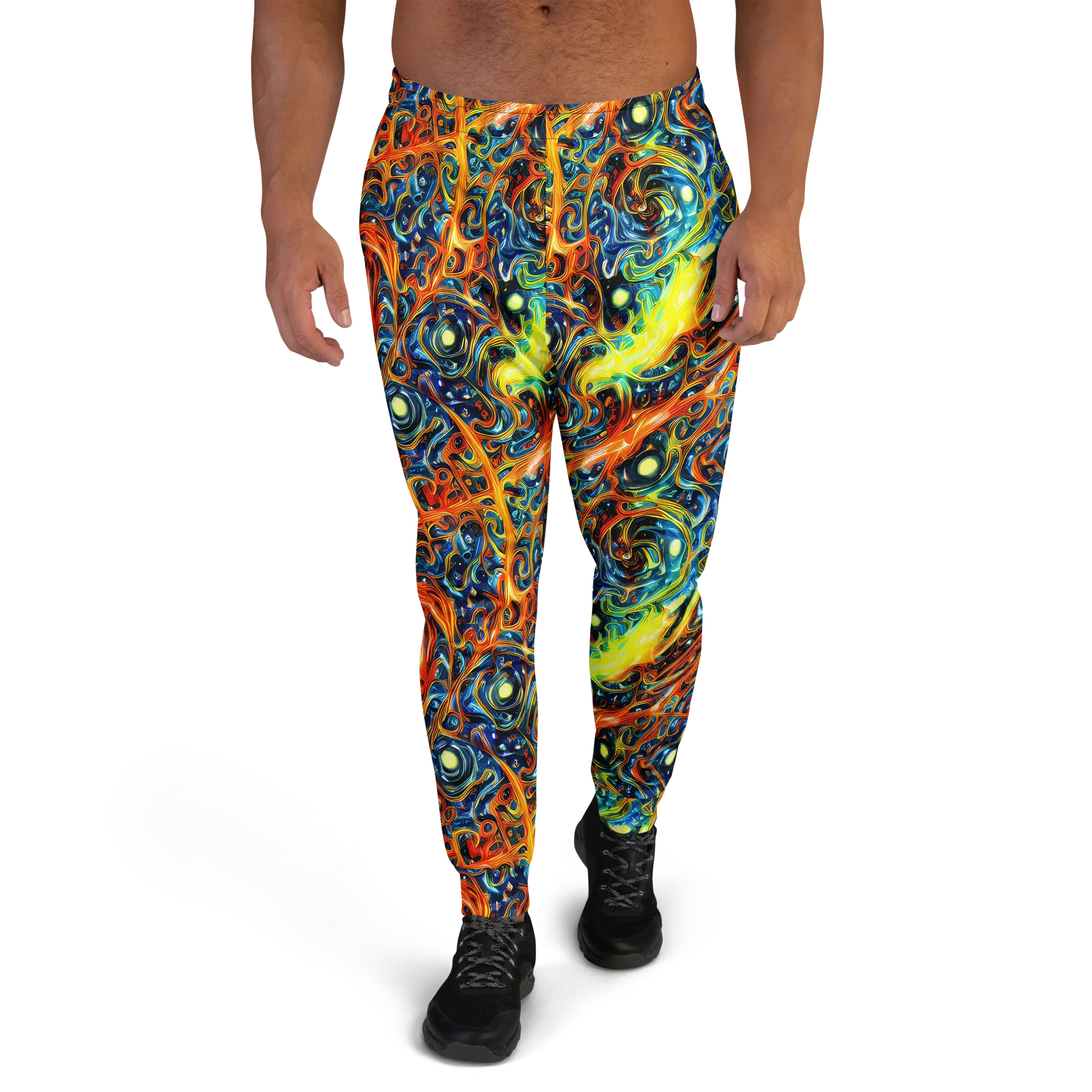 Blue Flame Field on Men's Joggers — Front
