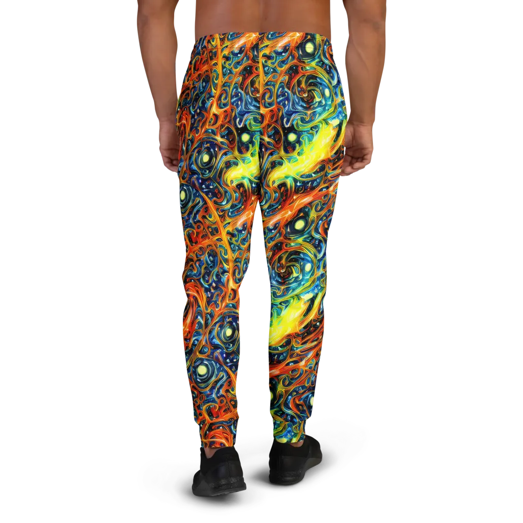 Blue Flame Field on Men's Joggers — Back